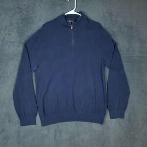 Brooks Brothers Sweater Mens XL Blue 1/4 Zip Mock Neck Cotton Cashmere Knit
